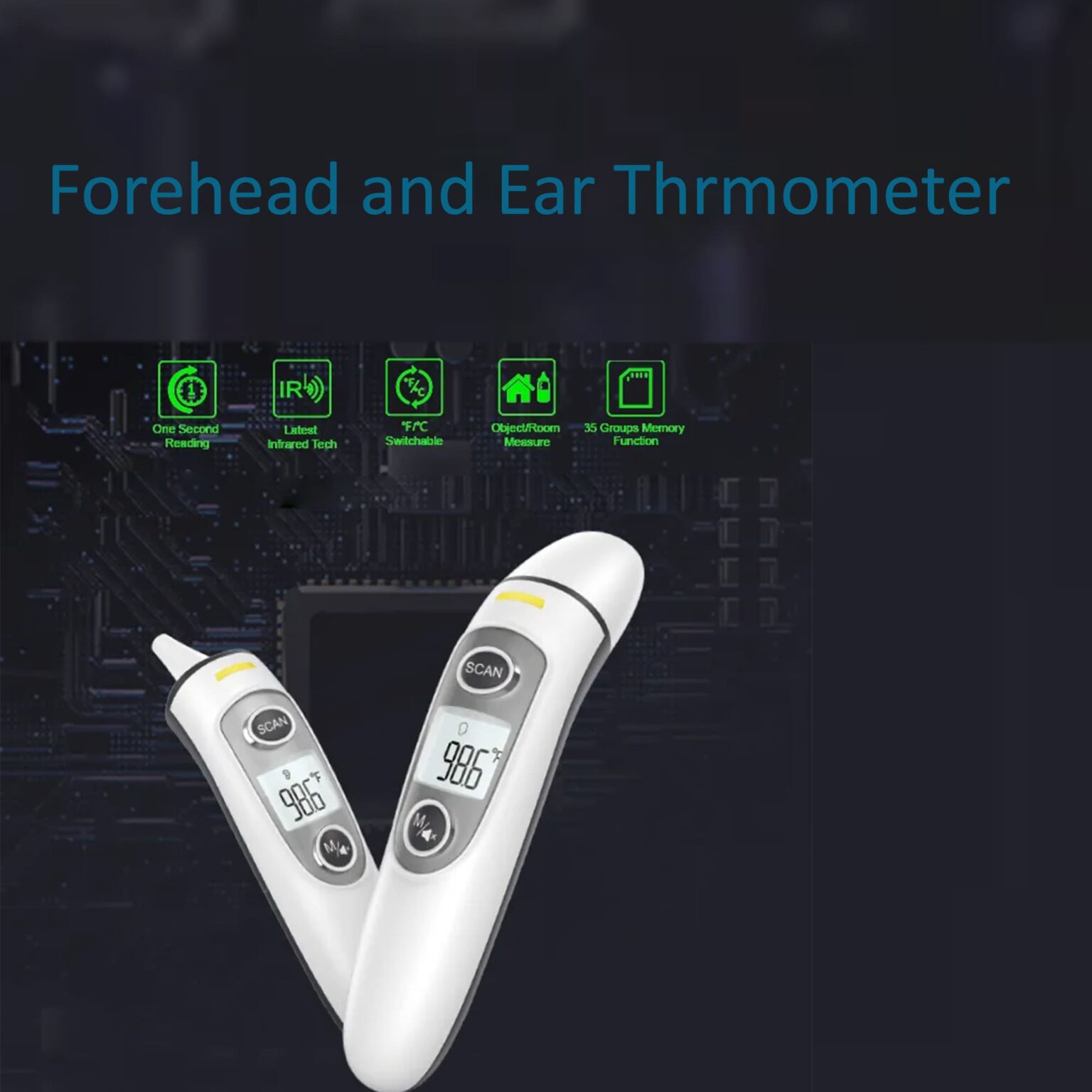 Electronic forehead gun infrared thermometer accurate Non-contact adult thermometer quick and easy
